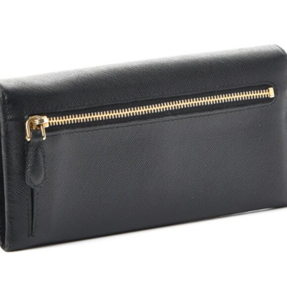 Prada Black Saffiano Fiocco Leather Bow Continental Wallet - Picture 16 of 17